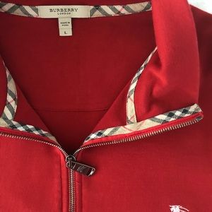 Men’s red Burberry quarter zip size large